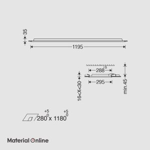 چراغ توکار 120×30 مازی نور مدل اپتیلد 42 وات برای سقف یکپارچه و سازه نمایان